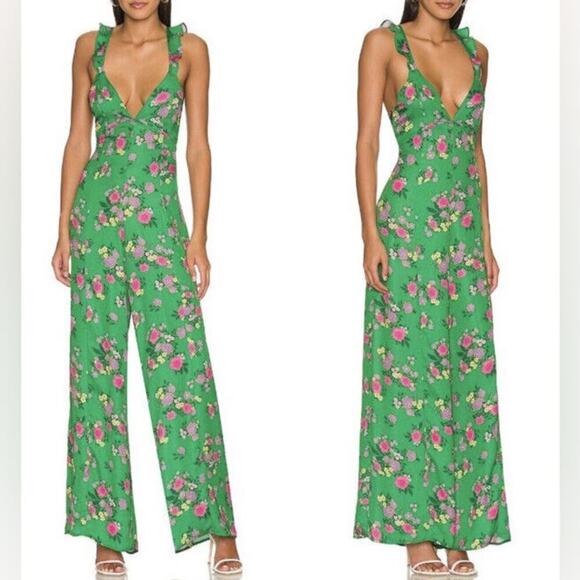 RESA Jilly Jumpsuit in Green Floral S - Picture 1 of 8